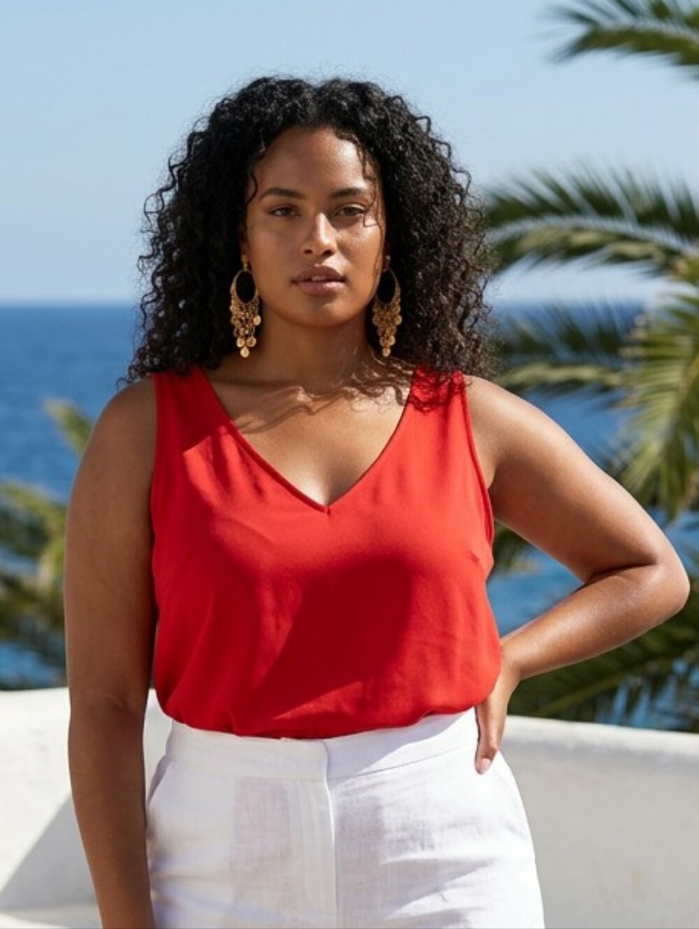 Torrid Cherry Red Georgette Chiffon Tank Top Scoop Neck Sleeveless Blouse 1X